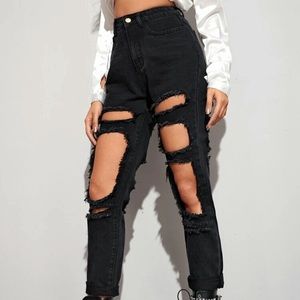 High Waisted Ripped Jeans
